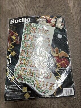Bucilla Christmas Alphabet Cross Stitch Stocking Kits #83221 Vintage